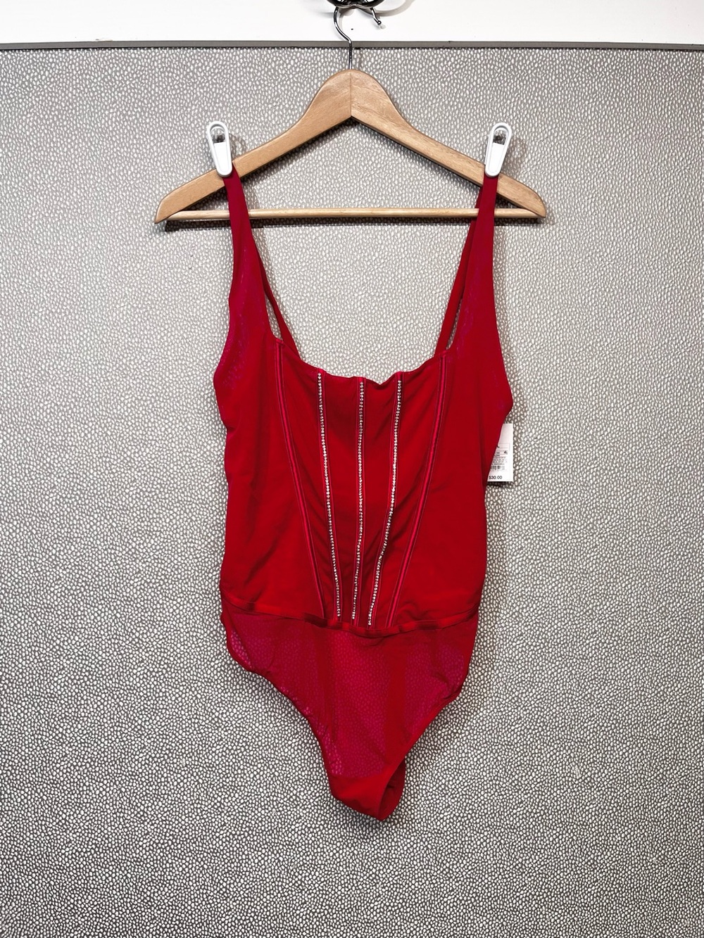 🆕 XXL Auden Red Bodysuit, Intimate, Lingerie Front Rhinestones Detailing NWT